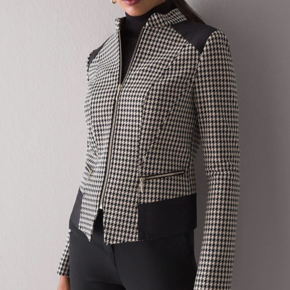 Whbm Houndstooth Zip Jacket - image 1